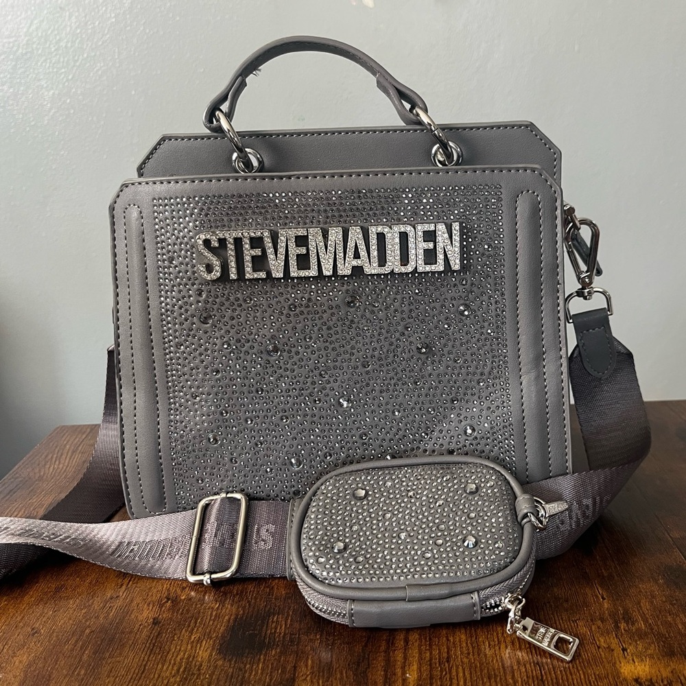 Steve Madden Bevelyn G Bling Crossbody Bag in Slate Grey